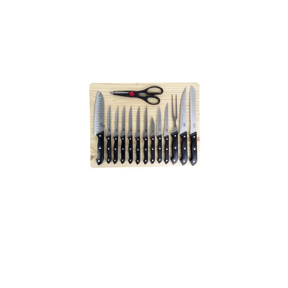 Gibson Home Wildcraft 15‎ Piece Stainless Steel Cutlery Set with Pine Board NEW